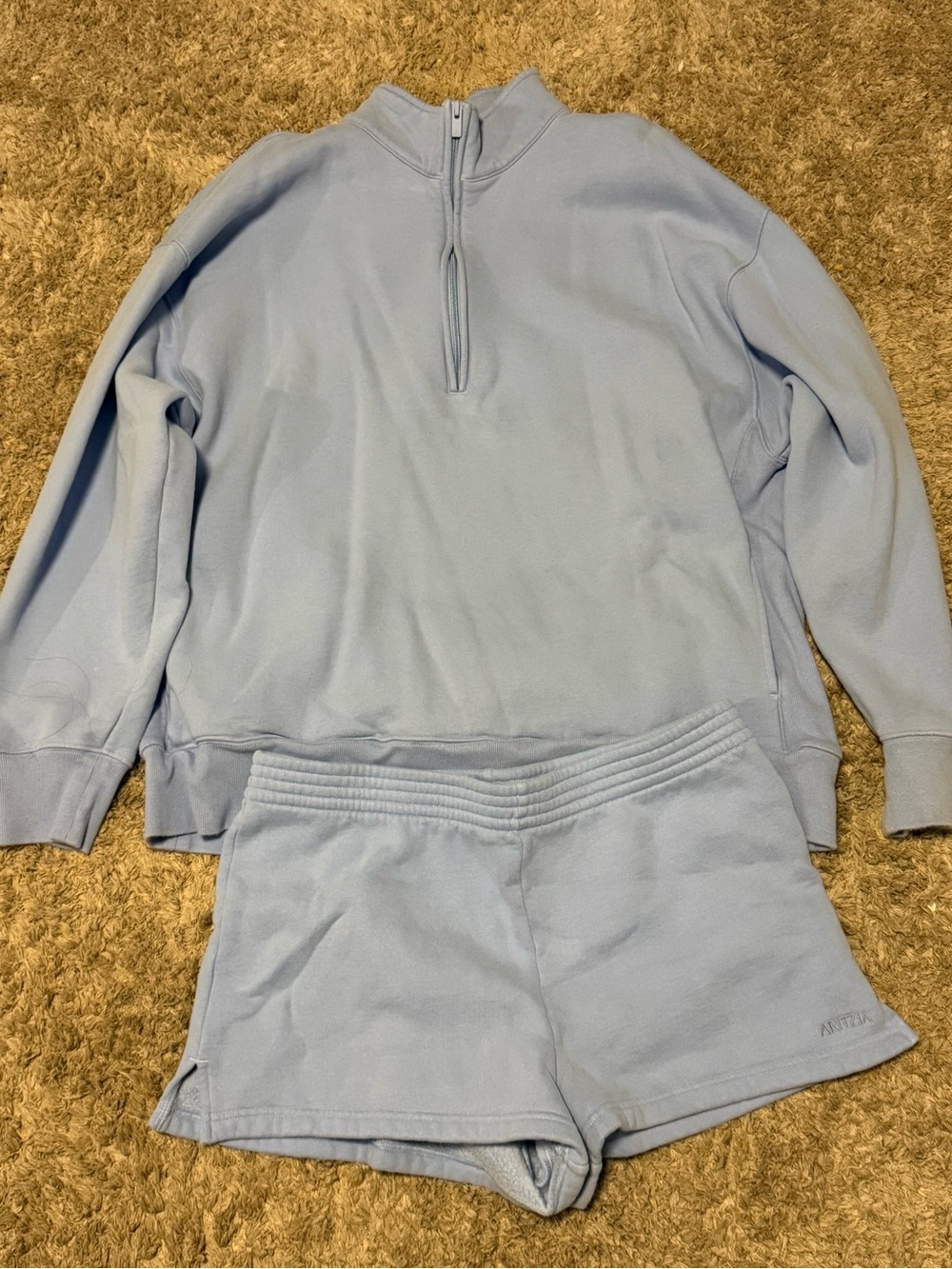Aritzia Boyfriend Sweatfleece Pullover in Light Blue